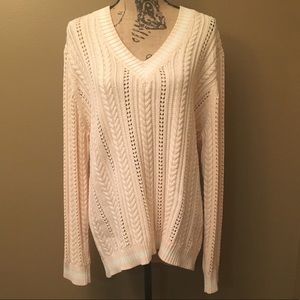 NWT Ralph Lauren pink and white cable knit sweater